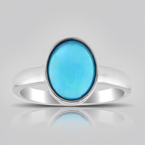 Anello in argento con Opale Blu dell'Etiopia