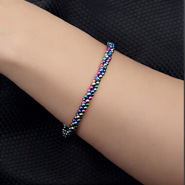 Bracelet en argent et Hématite mystique