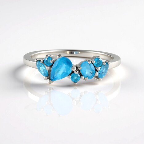 Anello in argento con Apatite Blu Neon