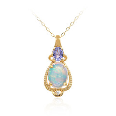 Lightning Ridge-Schwarzer Opal-Goldhalskette