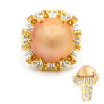 Zilveren ring met een gouden mabe parel (Gems en Vogue)