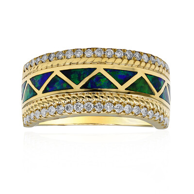 Lightning Ridge-Schwarzer Opal-Goldring (CIRARI)