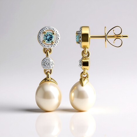 Orecchini in oro con Perla Bianca dei Mari del Sud (Michelle Albala)