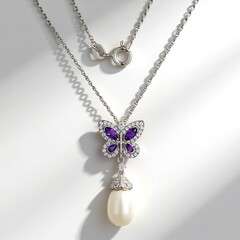 Collana in argento con Perla d'Acqua Dolce Bianca