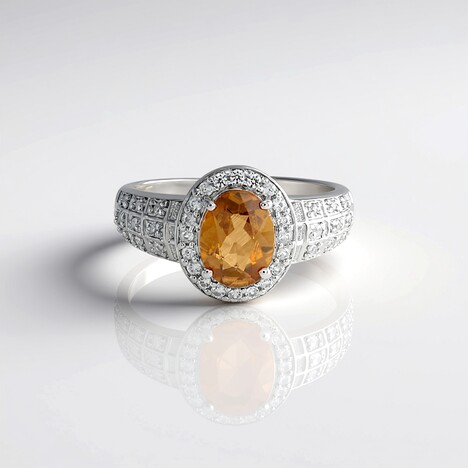 Bague en argent et Zircon mandarine