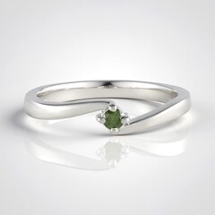 Anello in argento con Diamante Verde I2