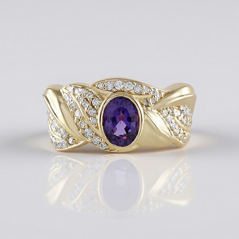 Anello in oro con Zaffiro Ceylon Porpora (non riscaldato) (de Melo)