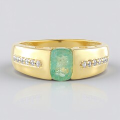 Anello in argento con Smeraldo Russo (Adela Silber)