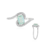 Zilveren ring met een Paraiba kleurige smaragd
