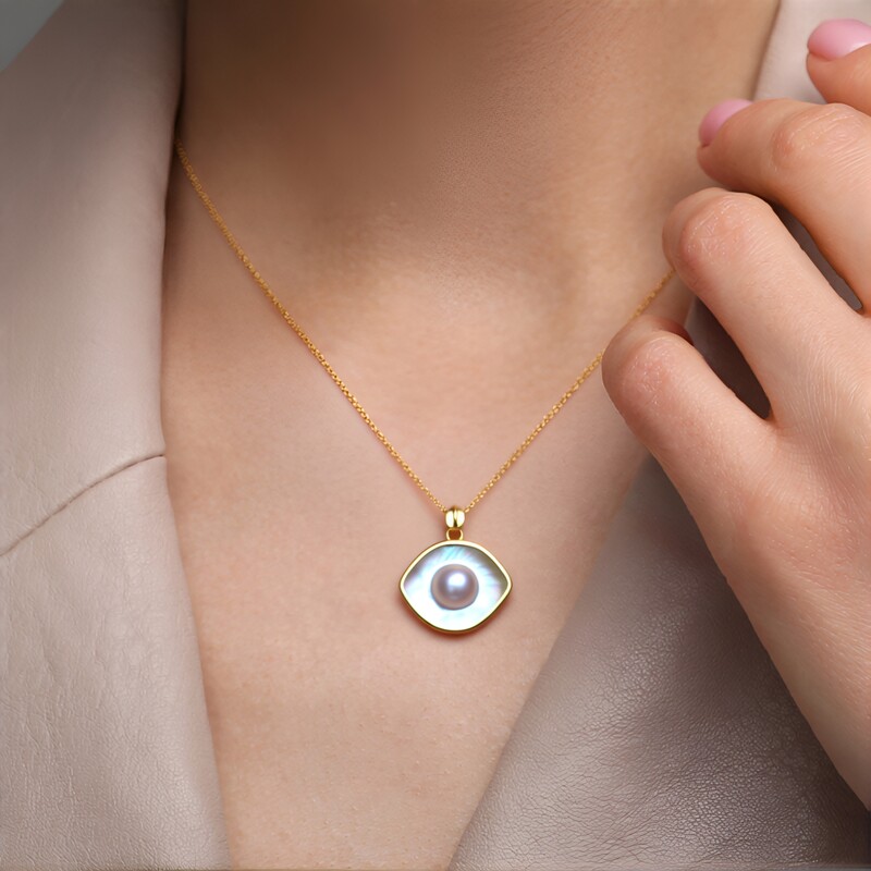 Mabe-Perlen-Silberanhänger (Bali Barong)