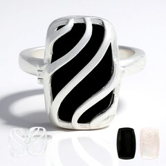 Anello in argento con Onice Nero