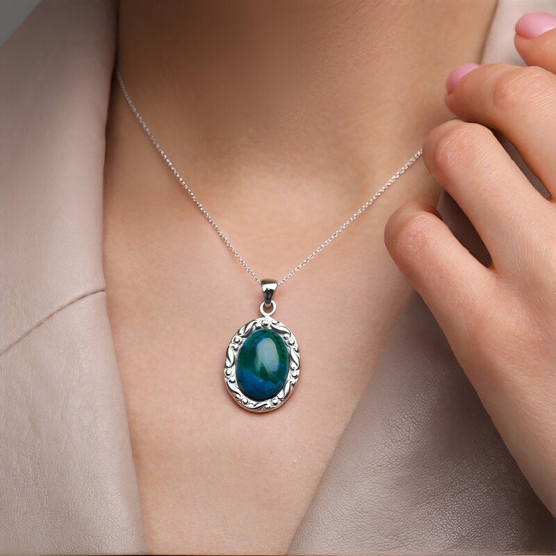 Pendentif en argent et Chrysocolle (Art of Nature)