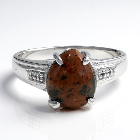 Anello in argento con Ossidiana Mogano