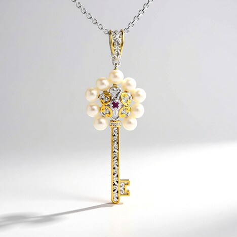 Collana in argento con Perla d'Acqua Dolce Bianca (Gems en Vogue)