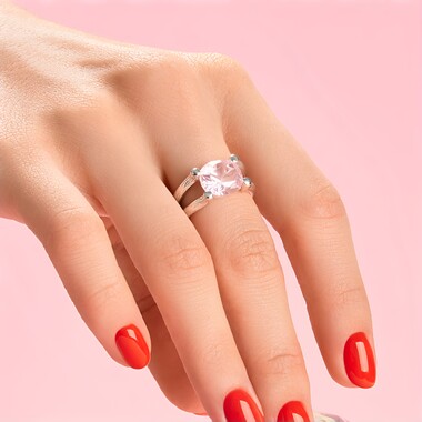 Anillo en plata con Cuarzo rosa (de Melo Essence)