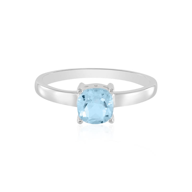 Bague En Argent Massif Sertie D'une Topaze Bleue - Taille 59/60 (US 9/10) - 12 G