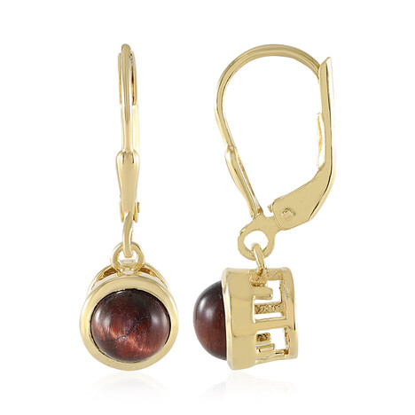 Rotes Tigerauge-Silberohrringe