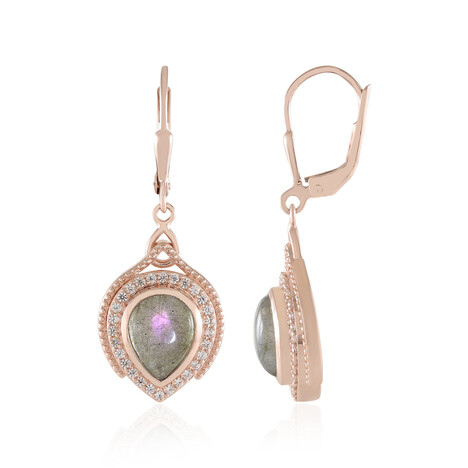 Pink Maniry Labradorite Silver Earrings