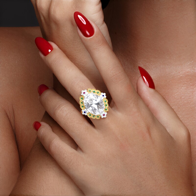 Anello in argento con Quarzo Bianco (Gems en Vogue)