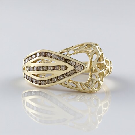 Anello in oro con Diamante Champagne I2 (Ornaments by de Melo)
