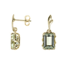 Boucles d'oreilles en or et Améthyste verte (dagen)