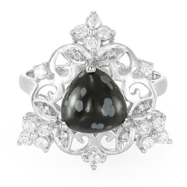 Schneeflocken-Obsidian-Silberring