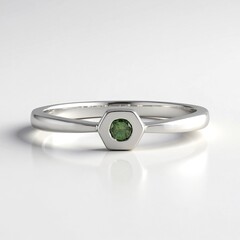 Anello in argento con Diamante Verde I2