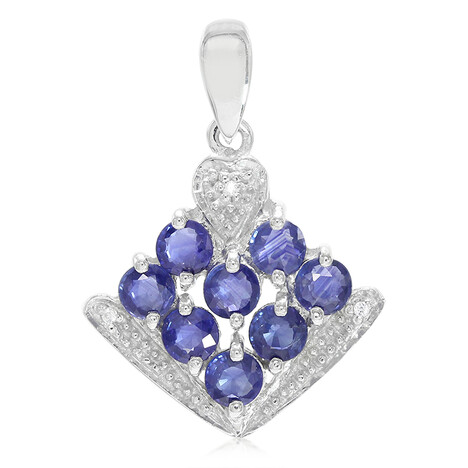 Zilveren hanger met Kanchanaburi saffieren