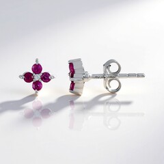 Boucles d'oreilles en argent et Rubis de Madagascar