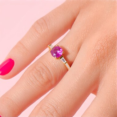Pinkfarbener Saphir-Goldring (CIRARI)