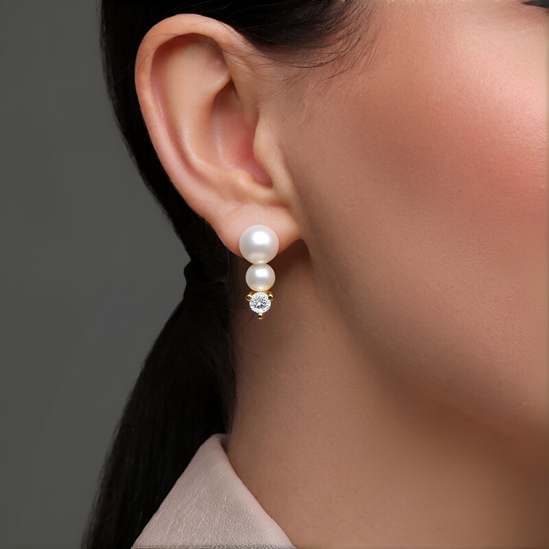 Weiße Süßwasserzuchtperlen-Silberohrringe