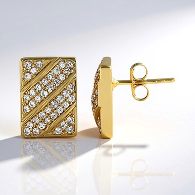 9K White Sapphire Gold Earrings (Adela Gold)