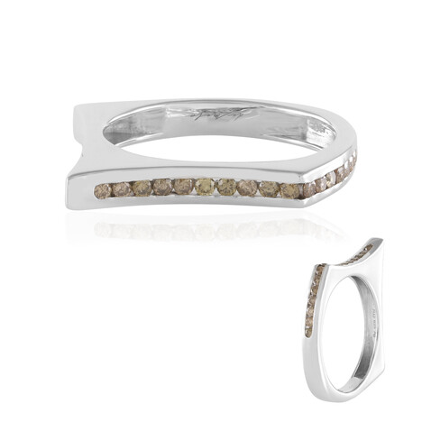 I3 Champagner-Brillant-Silberring (de Melo)