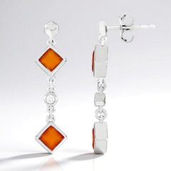 Orecchini in argento con Onice Arancione