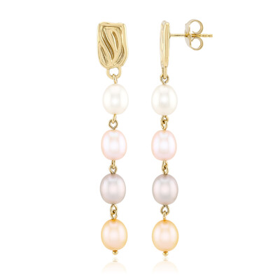 Orecchini in argento con Perla d'Acqua Dolce Arancione