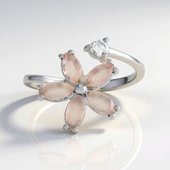 Anello in argento con Calcedonio Rosa
