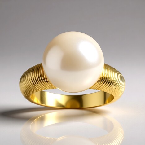 Anello in oro con Perla Bianca dei Mari del Sud (Michelle Albala)