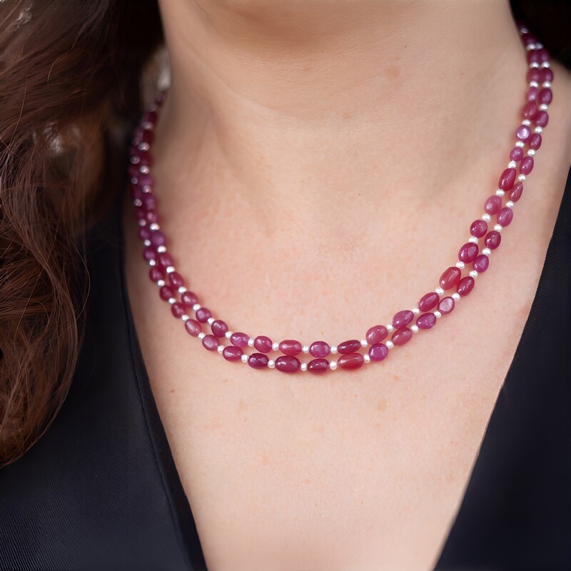 Madagascar Pink Sapphire Silver Necklace (Riya)