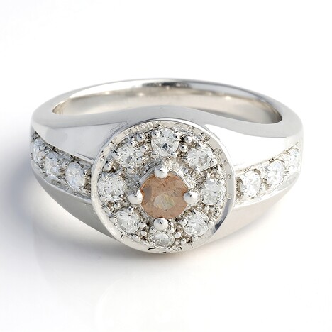 Anello placcato in platino con Apatite Rossa