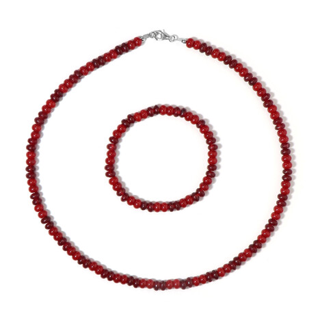 Set en plata con Cuarzo rojo