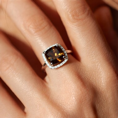 Bague en argent et Quartz fumé