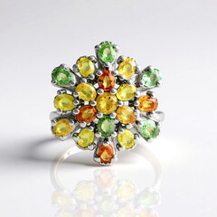 Anello in argento con Zaffiro Fancy
