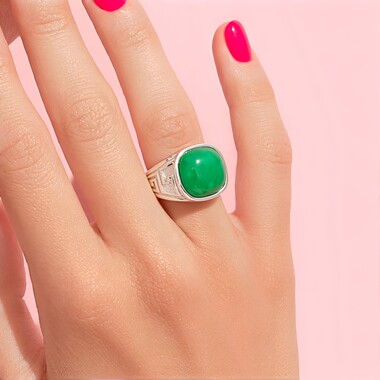 Zilveren ring met een groene agaat