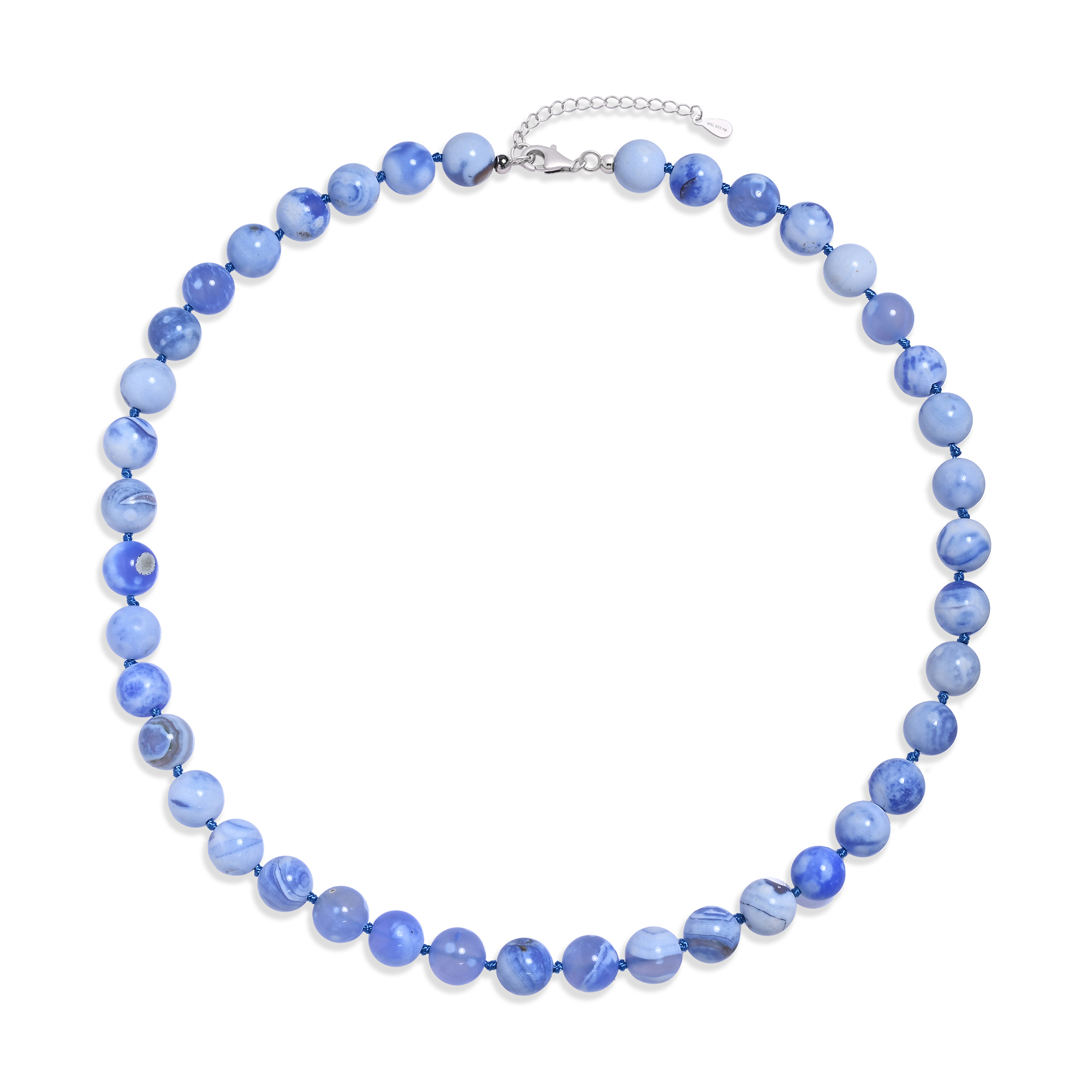 Collier En Lapis Lazuli Naturel Et Argent 925 - 46 Cm - 280 Carats - Livré Avec écrin