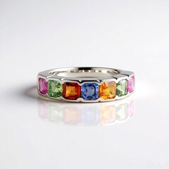 Anello in argento con Zaffiro Fancy