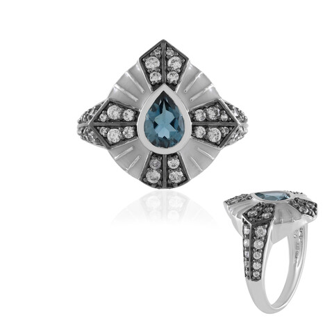 Zilveren ring met een Londen-blauwe topaas (Adela Silber)