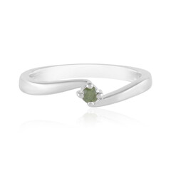 Anillo en plata con Diamante verde I2