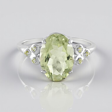 Green Amethyst Silver Ring
