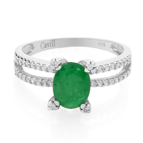 Zilveren ring met een Bahia-smaragd