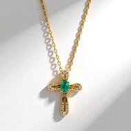 10K AAA Zambian Emerald Gold Necklace